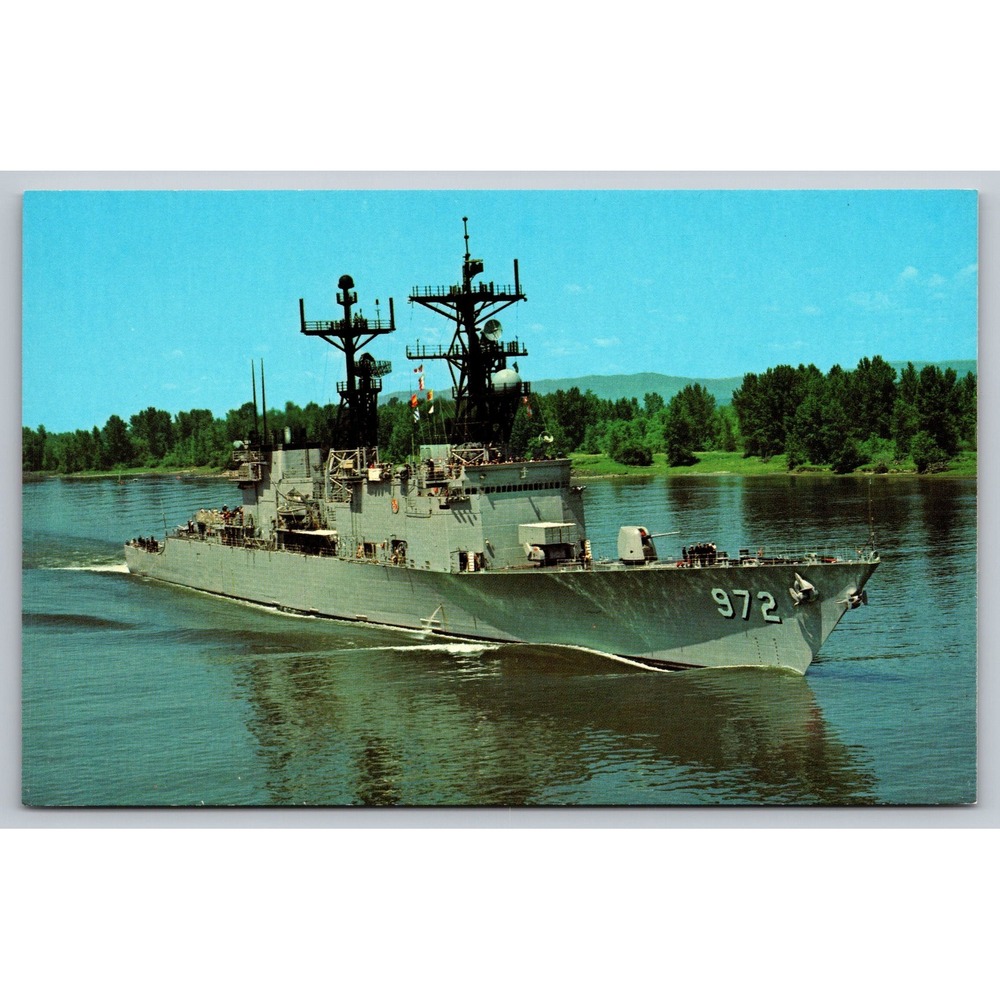 USS Oldendorf DD-972 Postcard US Navy Spruance Class Destroyer Radar Masts